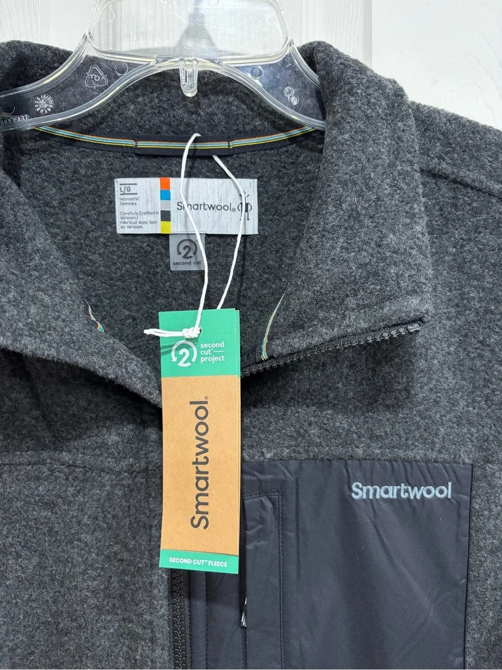 SmartWool Women's Large Second Cut Fleece Vest Wool Blend Charcoal NWT Grey